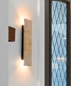 Travertine sconce, foyer