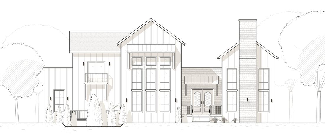 P-E East elevation, the street front